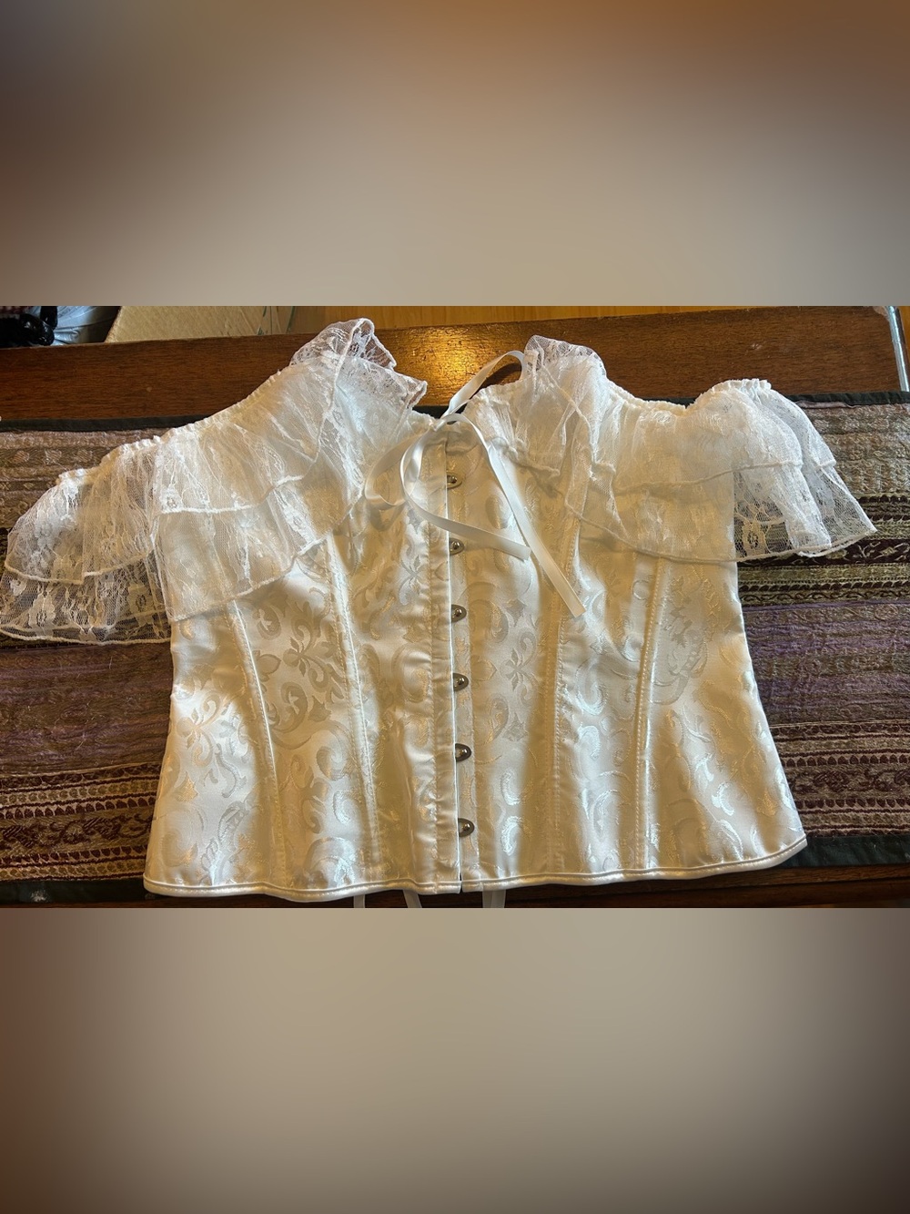 Elegant White Lace Off-Shoulder Corset Top
